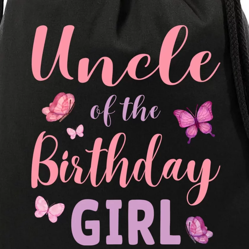 Uncle Of The Birthday Girl Butterfly Party Drawstring Bag