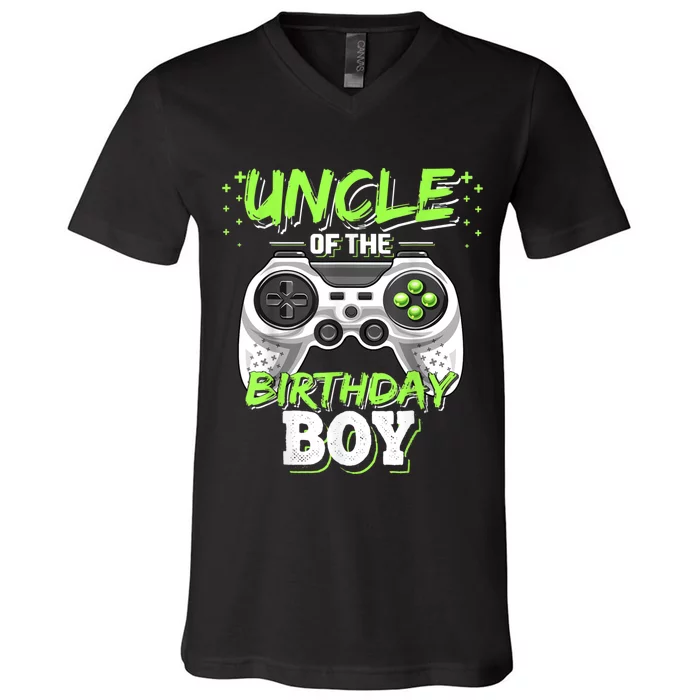 Uncle Of The Birthday Boy Matching Video Game Birthday Gift V-Neck T-Shirt