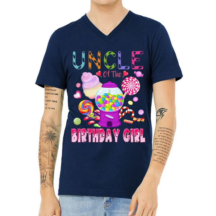 Uncle Of The Birthday Gifts Candy Land Candy Birthday V-Neck T-Shirt