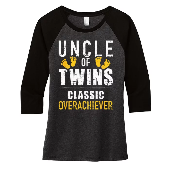 Uncle of twins classic overachiever Women's Tri-Blend 3/4-Sleeve Raglan Shirt