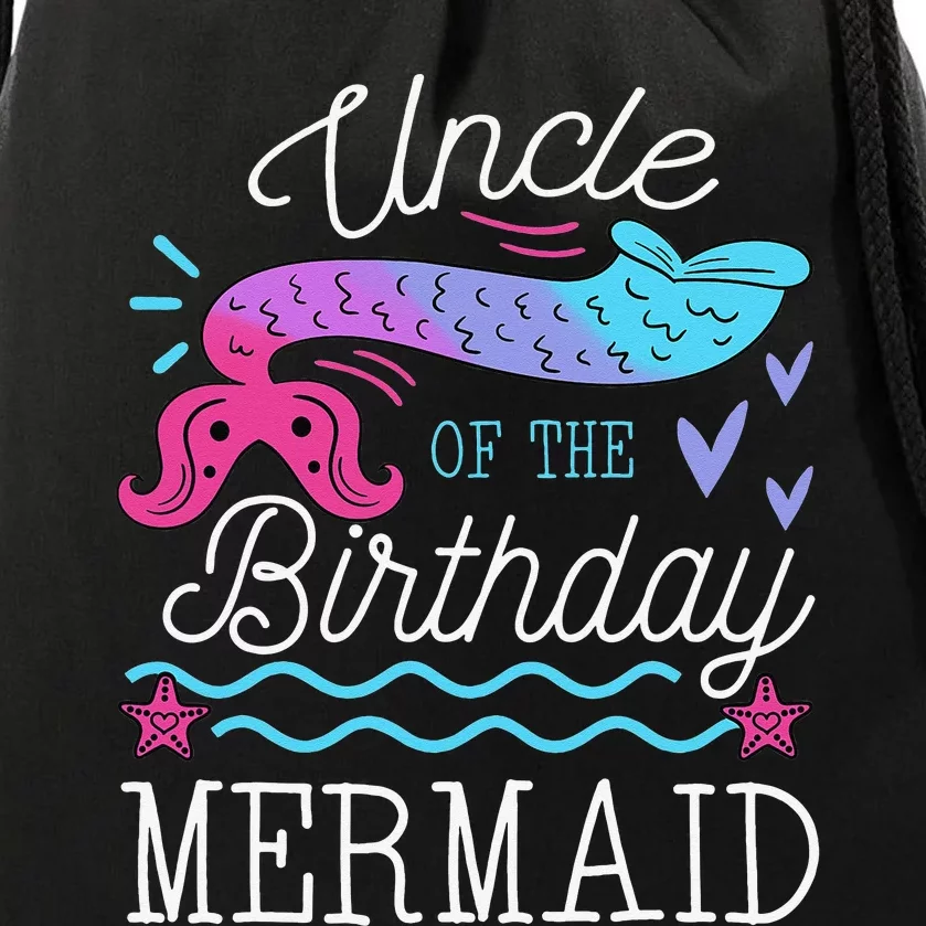 Uncle Of The Birthday Mermaid Theme Family Bday Party Drawstring Bag