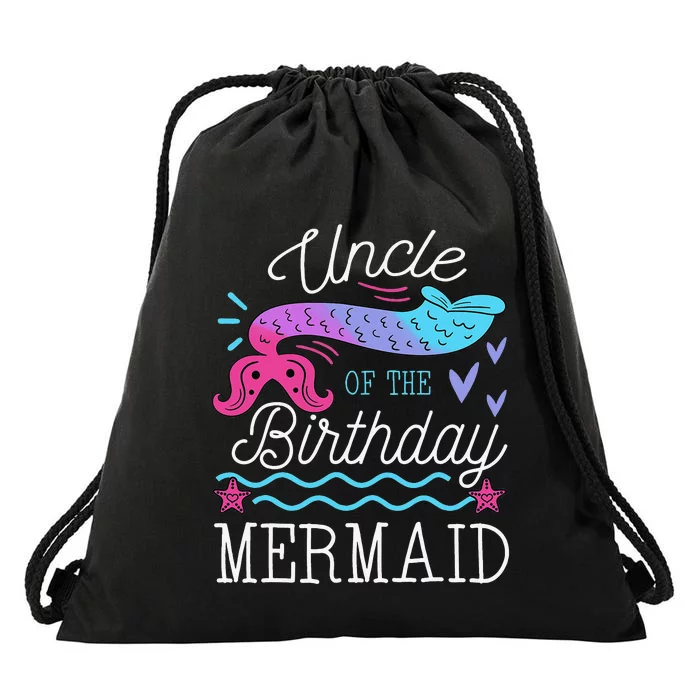 Uncle Of The Birthday Mermaid Theme Family Bday Party Drawstring Bag