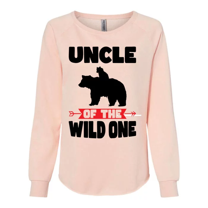 Uncle Of The Wild One Papa Bear Gift Womens California Wash Sweatshirt