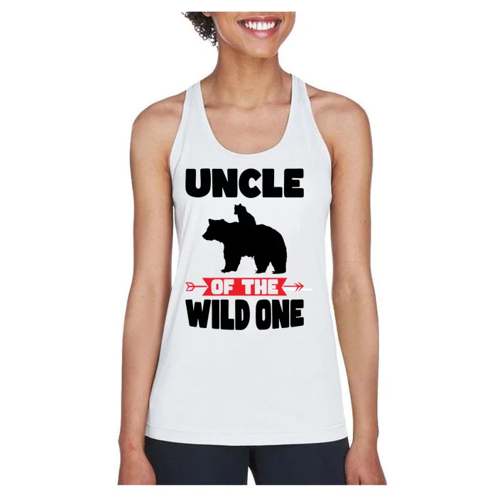 Uncle Of The Wild One Papa Bear Gift Women's Racerback Tank