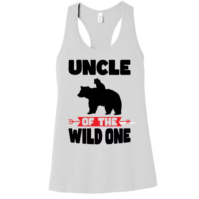 Uncle Of The Wild One Papa Bear Gift Women's Racerback Tank