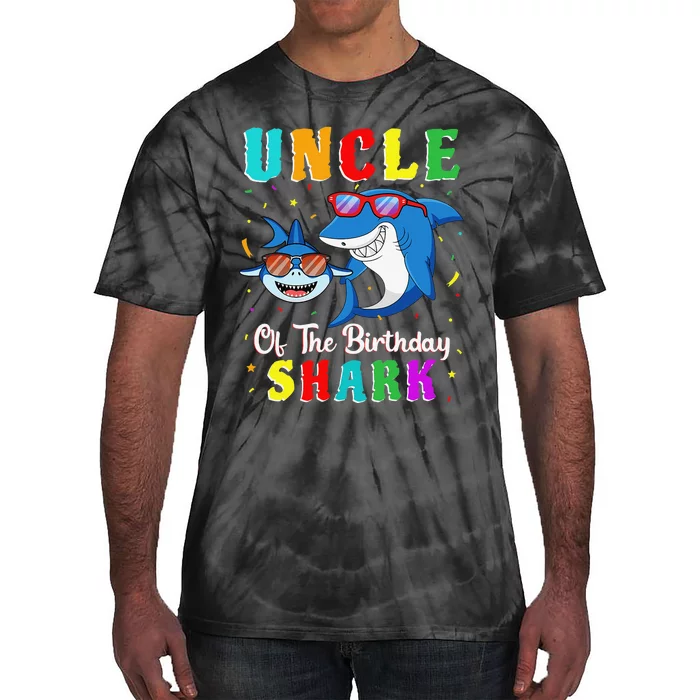 Uncle Of The Shark Birthday Family Matching Birthday Nephew Tie-Dye T-Shirt