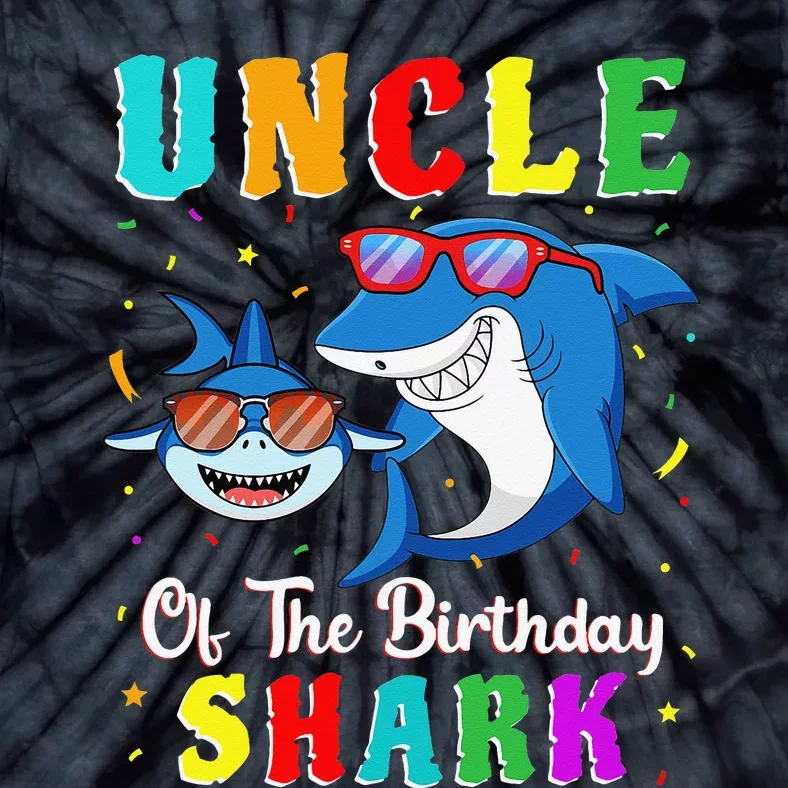 Uncle Of The Shark Birthday Family Matching Birthday Nephew Tie-Dye T-Shirt