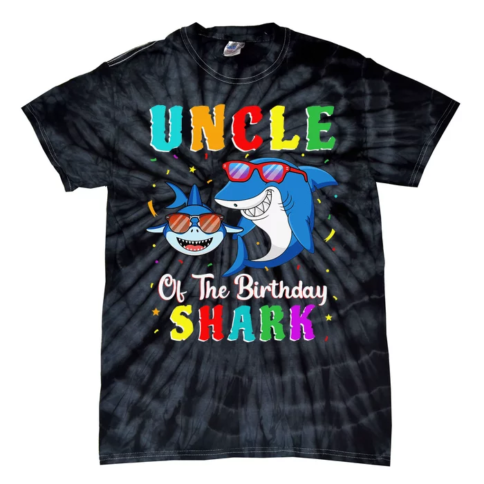 Uncle Of The Shark Birthday Family Matching Birthday Nephew Tie-Dye T-Shirt