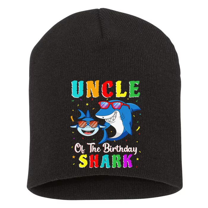 Uncle Of The Shark Birthday Family Matching Birthday Nephew Short Acrylic Beanie