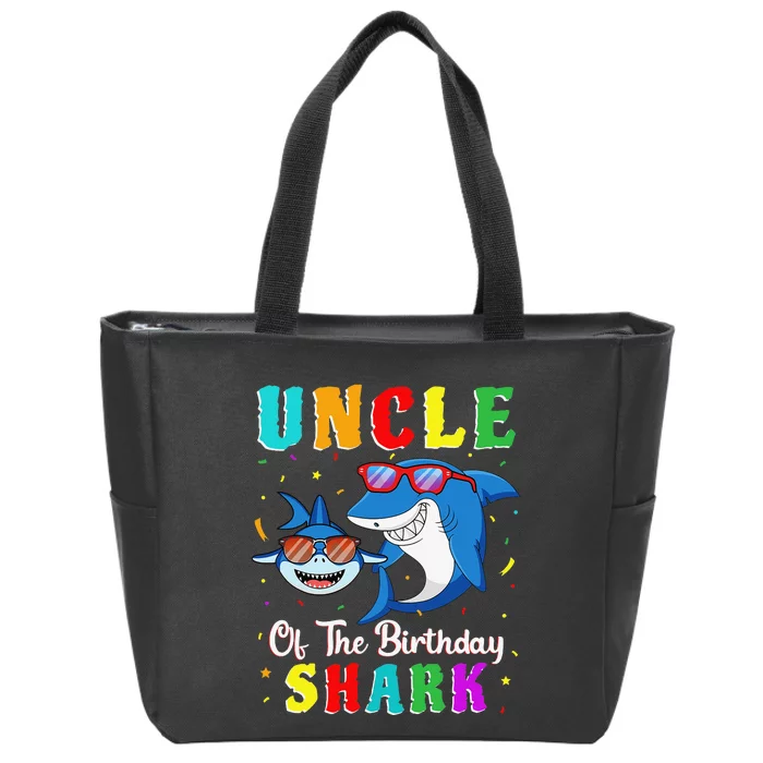 Uncle Of The Shark Birthday Family Matching Birthday Nephew Zip Tote Bag