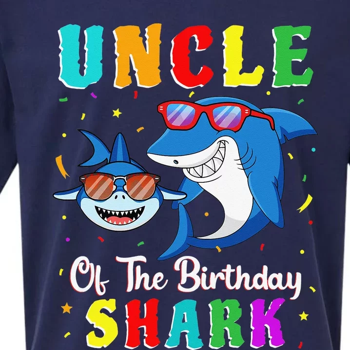 Uncle Of The Shark Birthday Family Matching Birthday Nephew Sueded Cloud Jersey T-Shirt