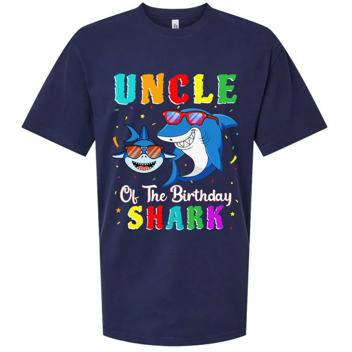 Uncle Of The Shark Birthday Family Matching Birthday Nephew Sueded Cloud Jersey T-Shirt