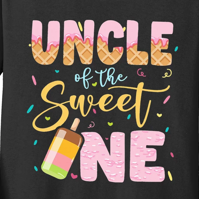 Uncle Of The Birthday Sweetie  Ice Cream Theme Party Kids Long Sleeve Shirt