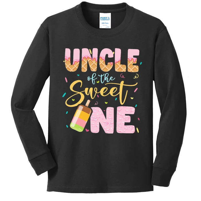 Uncle Of The Birthday Sweetie  Ice Cream Theme Party Kids Long Sleeve Shirt