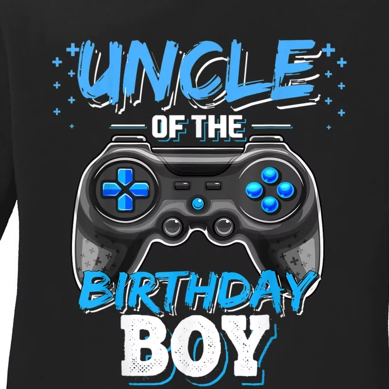 Uncle Of The Birthday Boy Matching Video Game Birthday Gift Ladies Long Sleeve Shirt