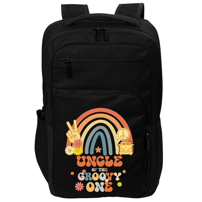 Uncle of the Groovy One Rainbow Boho Birthday Party Impact Tech Backpack