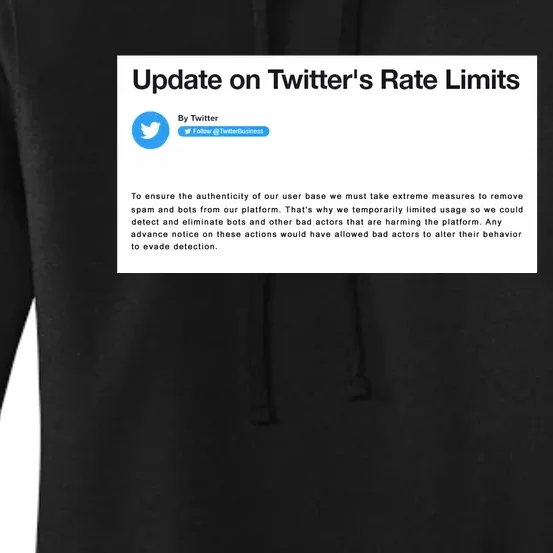 Update On Twitters Rate Limits Women's Pullover Hoodie