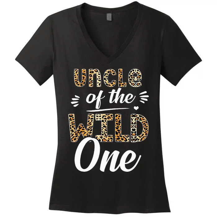 Uncle Of The Wild One Zoo Themed 1st Birthday Party Women's V-Neck T-Shirt