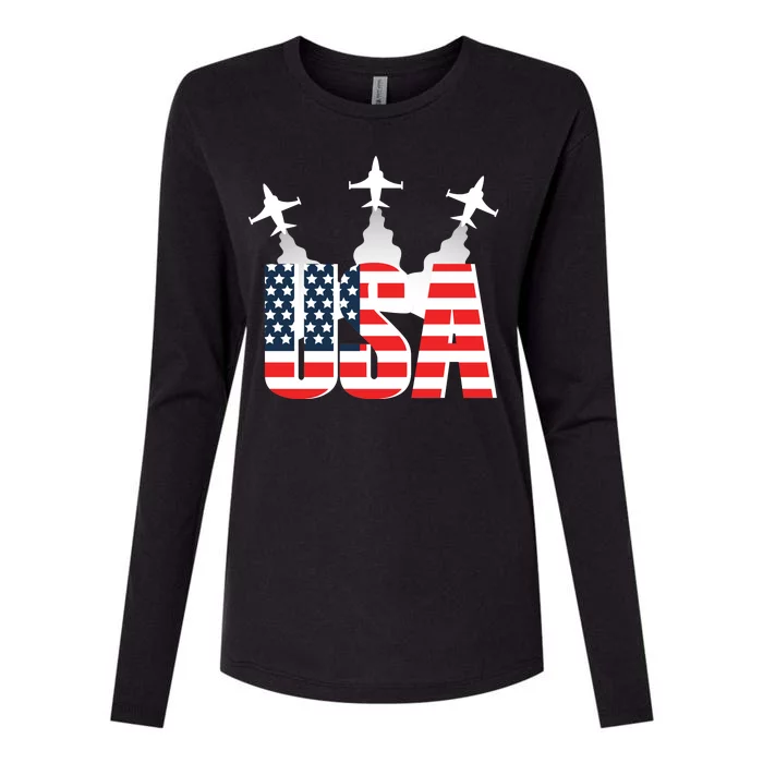 USA Pilot 4th Of July Patriotic Womens Cotton Relaxed Long Sleeve T-Shirt