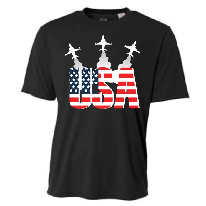 USA Pilot 4th Of July Patriotic Cooling Performance Crew T-Shirt