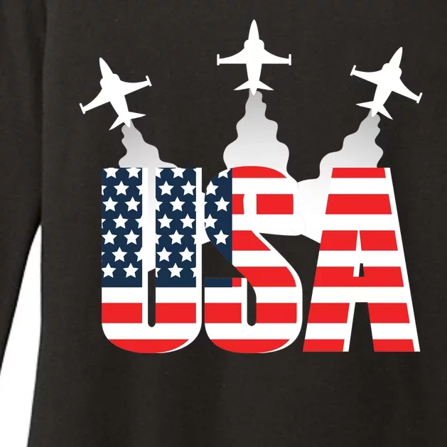 USA Pilot 4th Of July Patriotic Womens CVC Long Sleeve Shirt