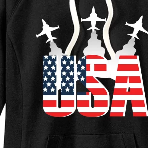 USA Pilot 4th Of July Patriotic Women's Fleece Hoodie