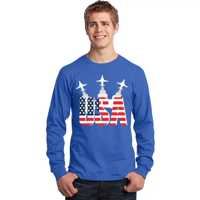 USA Pilot 4th Of July Patriotic Long Sleeve Shirt