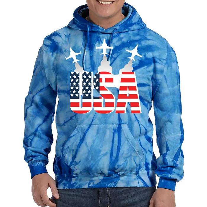 USA Pilot 4th Of July Patriotic Tie Dye Hoodie