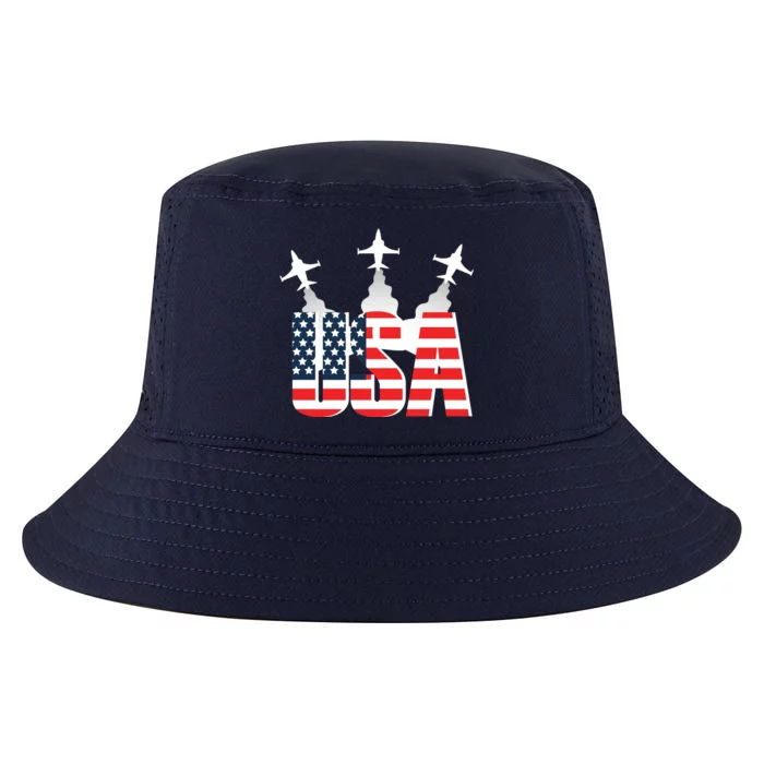 USA Pilot 4th Of July Patriotic Cool Comfort Performance Bucket Hat