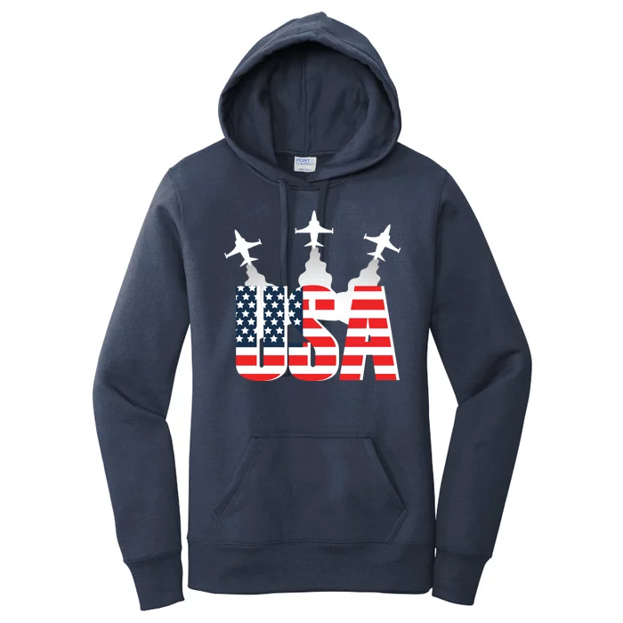 USA Pilot 4th Of July Patriotic Women's Pullover Hoodie