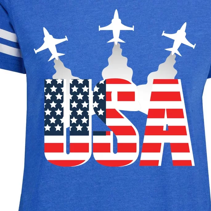 USA Pilot 4th Of July Patriotic Enza Ladies Jersey Football T-Shirt