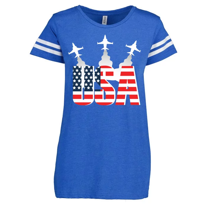 USA Pilot 4th Of July Patriotic Enza Ladies Jersey Football T-Shirt