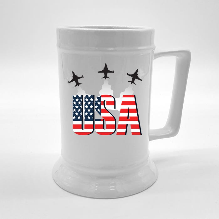 USA Pilot 4th Of July Patriotic Front & Back Beer Stein