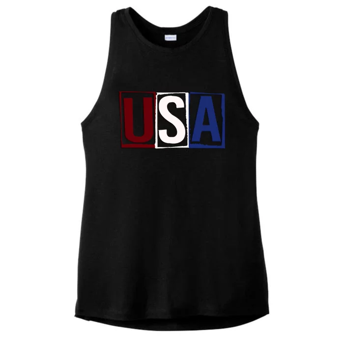 USA Patriotic 4th Of July Ladies Tri-Blend Wicking Tank