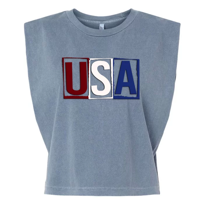 USA Patriotic 4th Of July Garment-Dyed Women's Muscle Tee