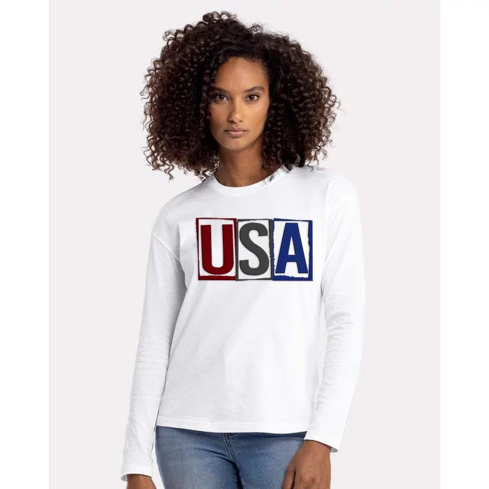 USA Patriotic 4th Of July Womens Cotton Relaxed Long Sleeve T-Shirt