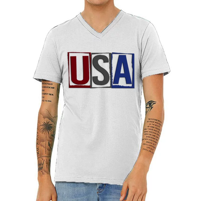 USA Patriotic 4th Of July V-Neck T-Shirt