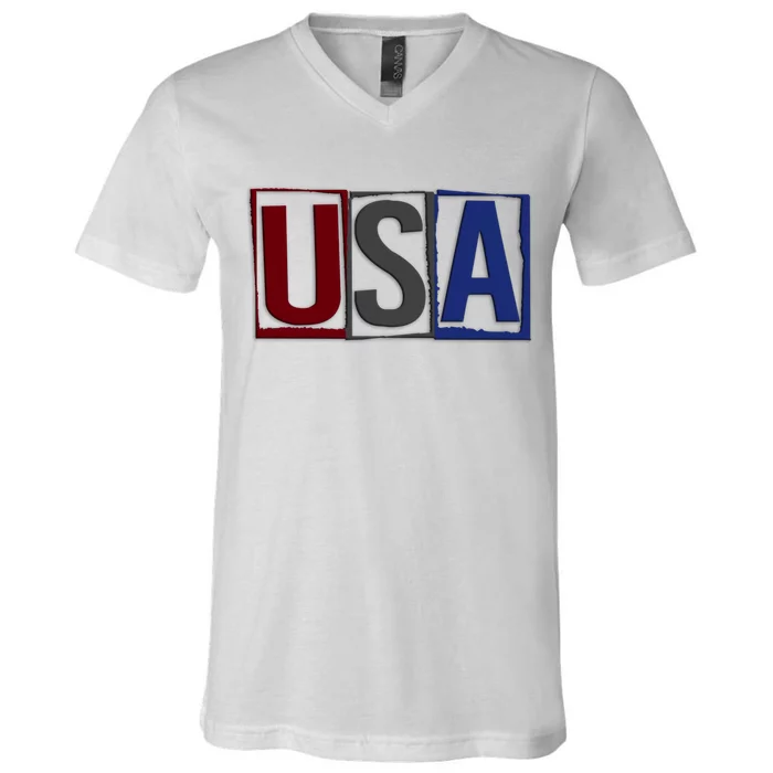 USA Patriotic 4th Of July V-Neck T-Shirt