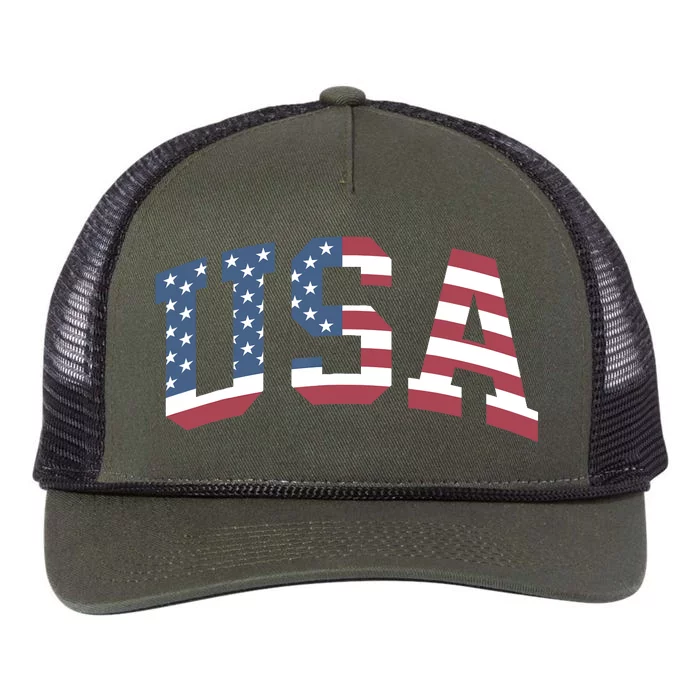 USA Patriotic American Flag 4th of July Retro Rope Trucker Hat Cap