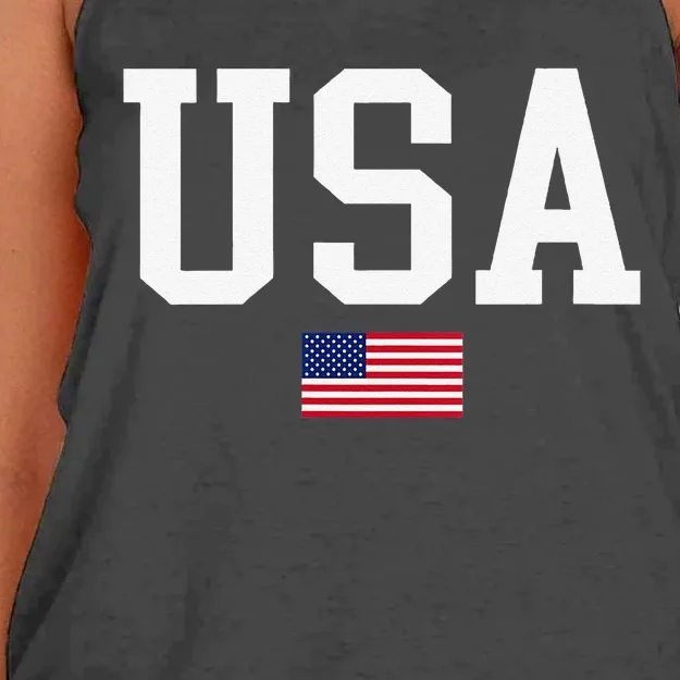 Usa Patriotic American Flag For Us Women's Knotted Racerback Tank