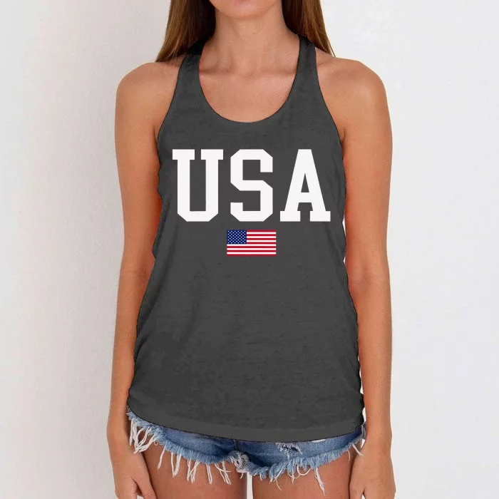 Usa Patriotic American Flag For Us Women's Knotted Racerback Tank