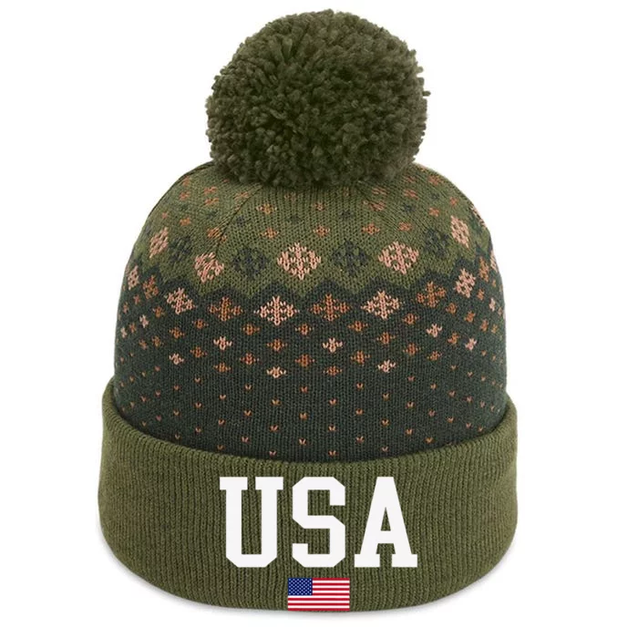 Usa Patriotic American Flag For Us The Baniff Cuffed Pom Beanie