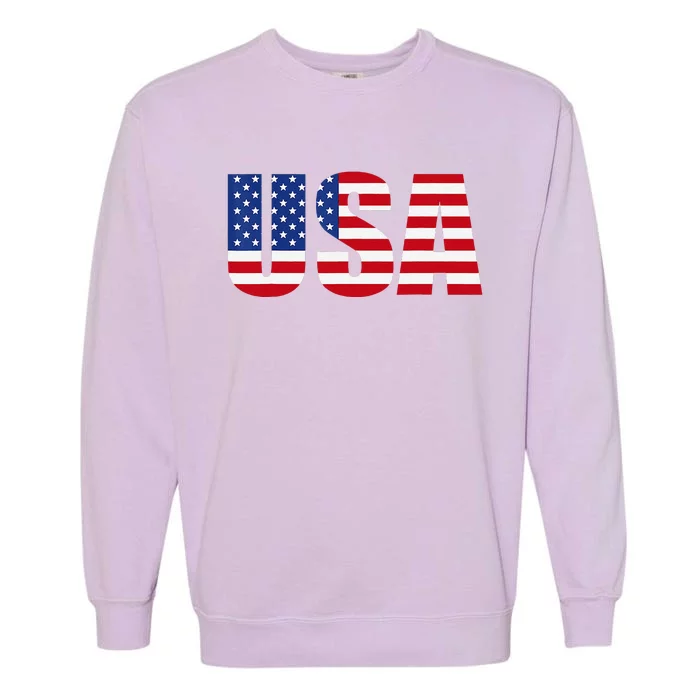 Usa Patriotic American Flag Garment-Dyed Sweatshirt