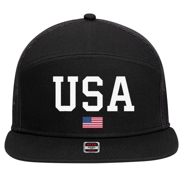 Usa Patriotic American Flag 7 Panel Mesh Trucker Snapback Hat