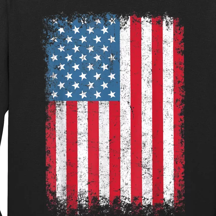 USA Patriotic American Flag For Men Women US Tall Long Sleeve T-Shirt