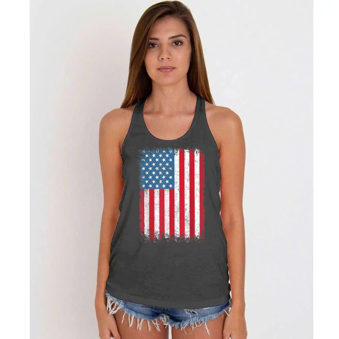 USA Patriotic American Flag For Men Women US Women's Knotted Racerback Tank