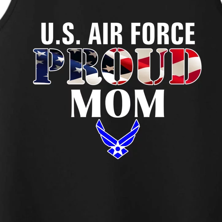 Us Proud Air Force Mom With American Flag Gift For Veteran Cool Gift Performance Tank