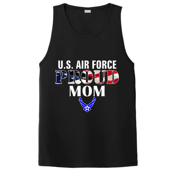 Us Proud Air Force Mom With American Flag Gift For Veteran Cool Gift Performance Tank