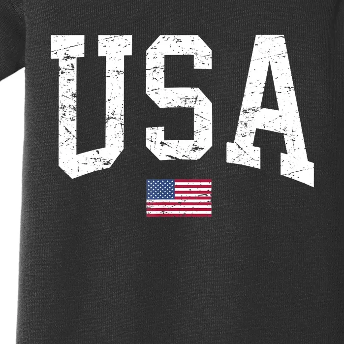 USA Patriotic American Flag Distressed Baby Bodysuit