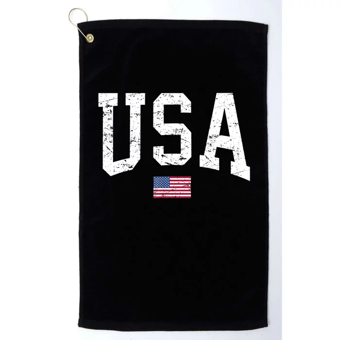 USA Patriotic American Flag Distressed Platinum Collection Golf Towel